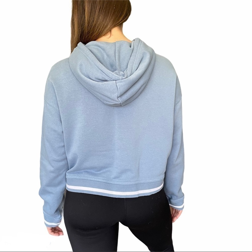 Adidas Active Icons Cropped Slate Blue Hoodie - Picture 5 of 11